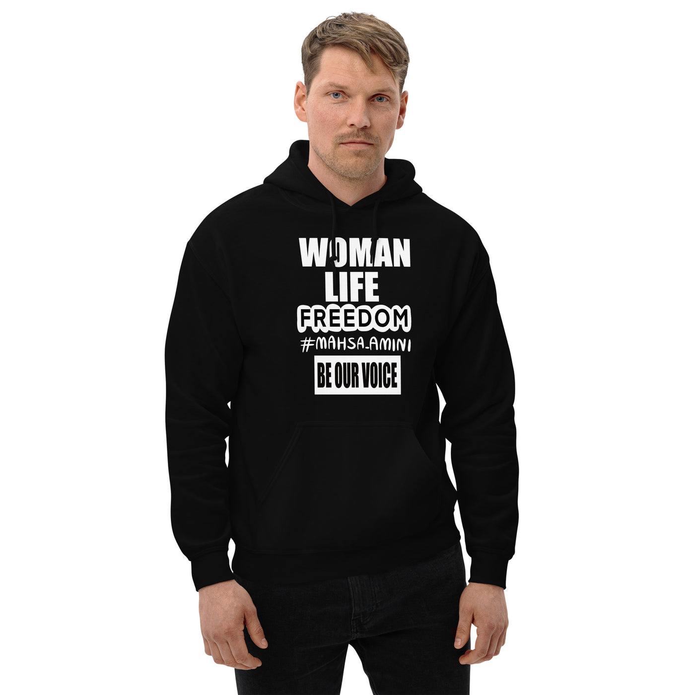 Unisex Hoodie with Woman Life Freedom imprint