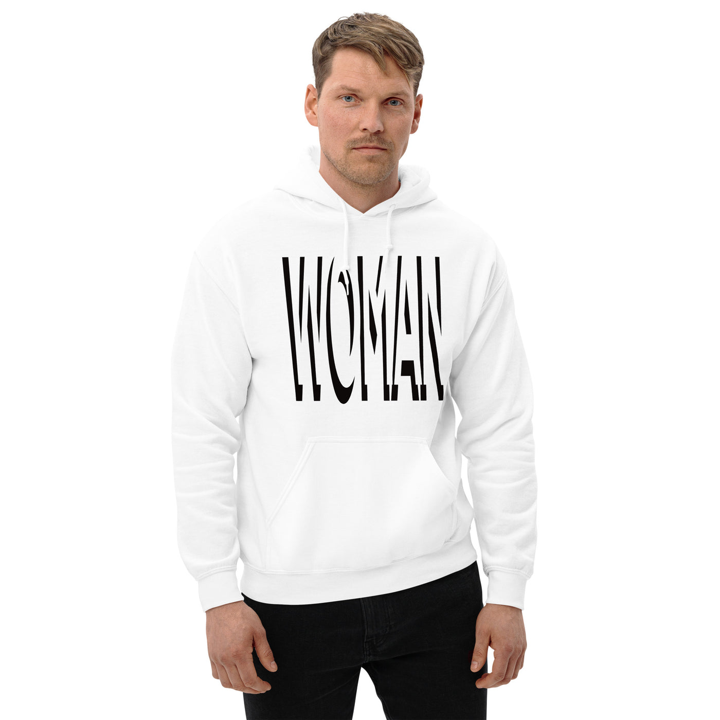 Unisex Hoodie with "WOMAN" imprint